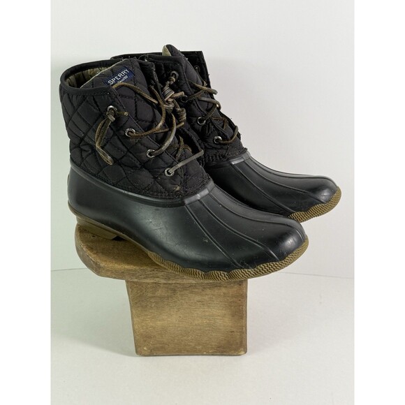 Sperry Boots Womens 10 M Saltwater Quilted Duck Ankle STS94063 Black Waterproof - Picture 4 of 16